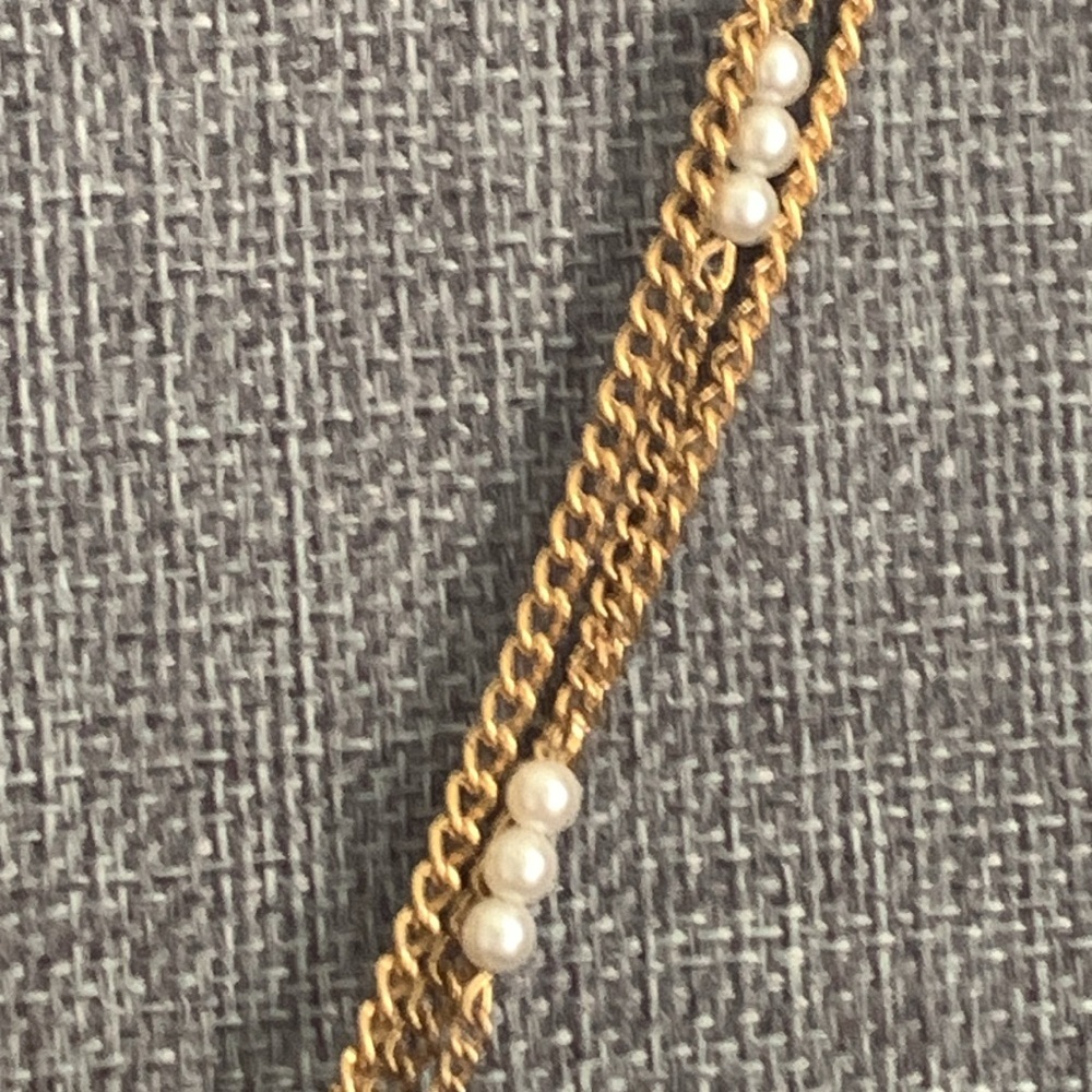 Two Gold Tone Necklaces - faux pearl & Adjustable Necklace‎ - Picture 4 of 8